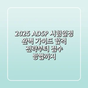 2025 ADSP 시험일정 완벽 가이드: 합격 전략부터 접수 방법까지!