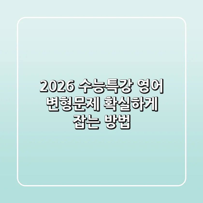 2026 수능특강 영어 변형문제, 확실하게 잡는 방법!