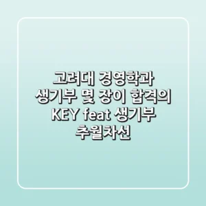 고려대 경영학과, 생기부 몇 장이 합격의 KEY? (feat. 생기부 추월차선)