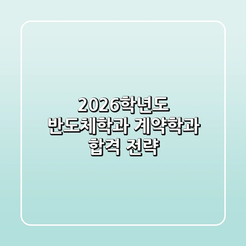 2026학년도 반도체학과 계약학과 합격 전략