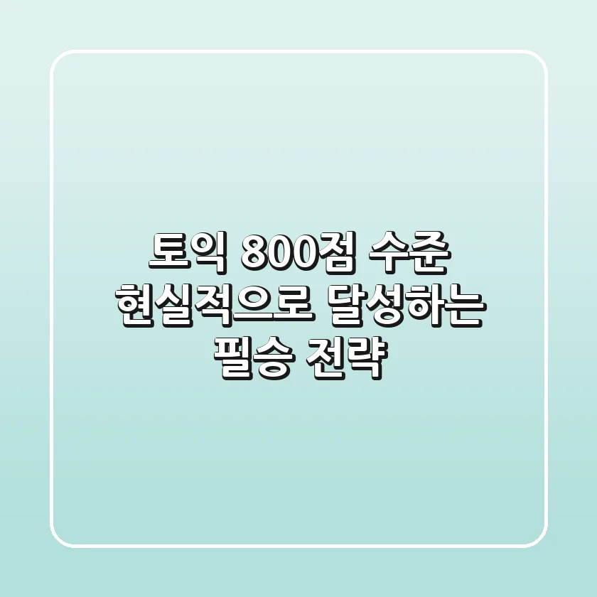 토익 800점 수준, 현실적으로 달성하는 필승 전략