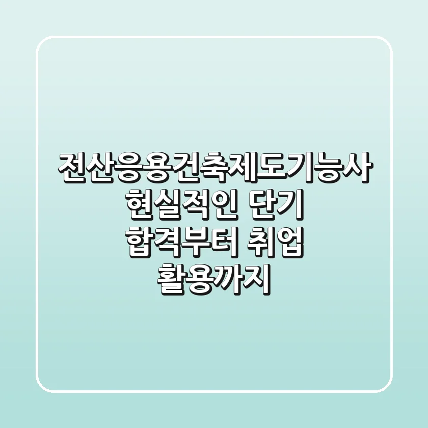 전산응용건축제도기능사, 현실적인 단기 합격부터 취업 활용까지!