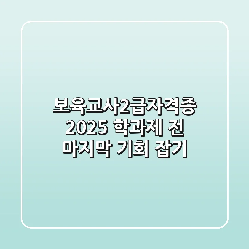 보육교사2급자격증, 2025 학과제 전 마지막 기회 잡기