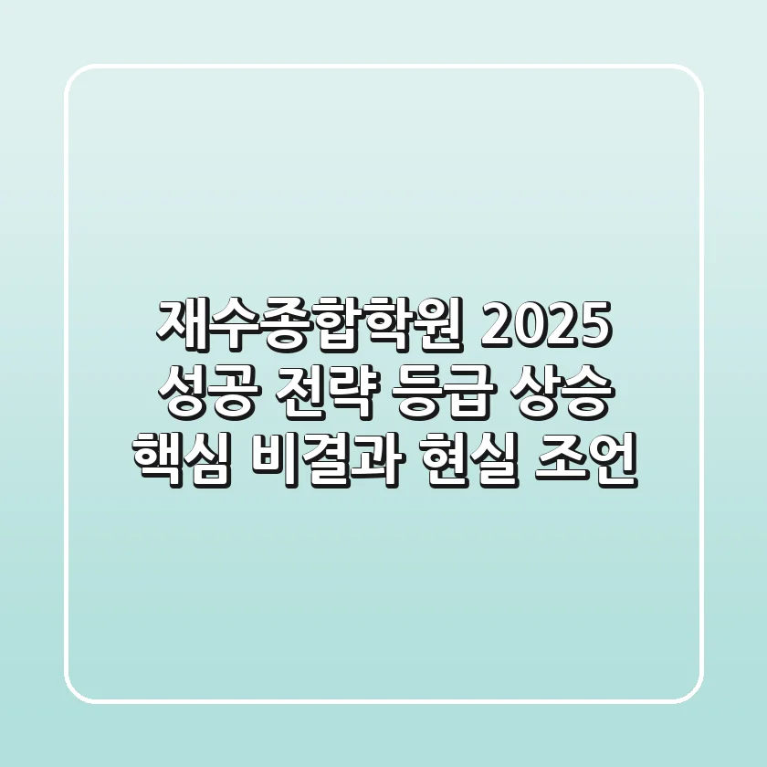 재수종합학원 2025 성공 전략: 등급 상승 핵심 비결과 현실 조언