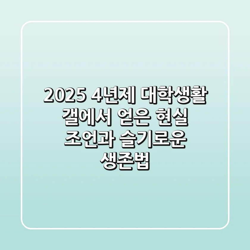 2025 4년제 대학생활, ‘갤’에서 얻은 현실 조언과 슬기로운 생존법