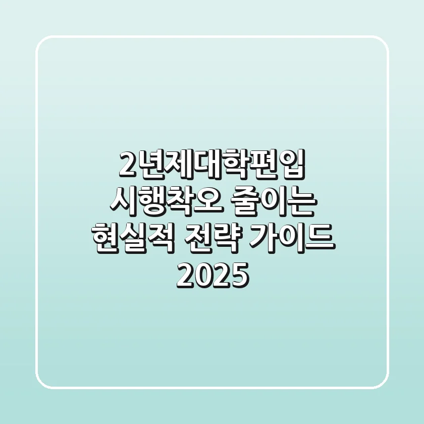 2년제대학편입, 시행착오 줄이는 현실적 전략 가이드 2025