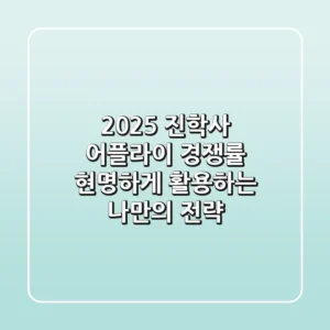 2025 진학사 어플라이 경쟁률, 현명하게 활용하는 나만의 전략