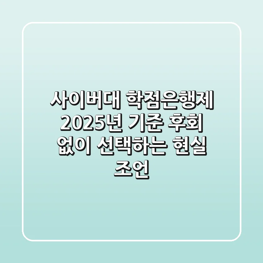 사이버대, 학점은행제? 2025년 기준 후회 없이 선택하는 현실 조언