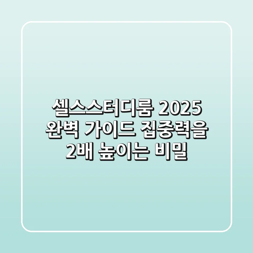 셀스스터디룸 2025 완벽 가이드: 집중력을 2배 높이는 비밀