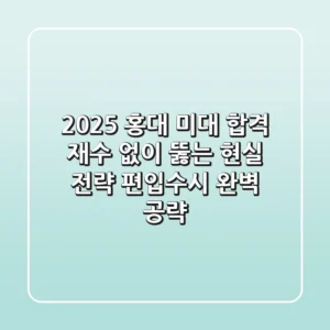 2025 홍대 미대 합격, 재수 없이 뚫는 현실 전략 (편입/수시 완벽 공략)