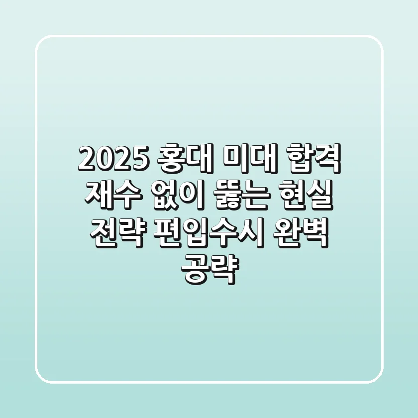 2025 홍대 미대 합격, 재수 없이 뚫는 현실 전략 (편입/수시 완벽 공략)