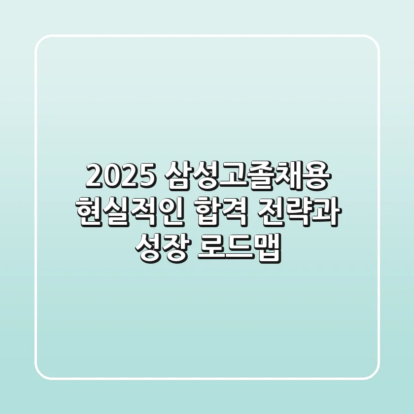 2025 삼성고졸채용, 현실적인 합격 전략과 성장 로드맵