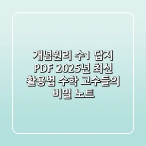 개념원리 수1 답지 PDF 2025년 최신 활용법: 수학 고수들의 비밀 노트