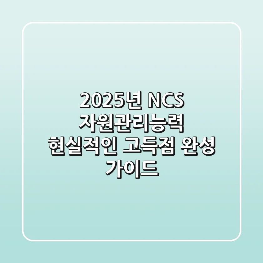 2025년 NCS 자원관리능력, 현실적인 고득점 완성 가이드
