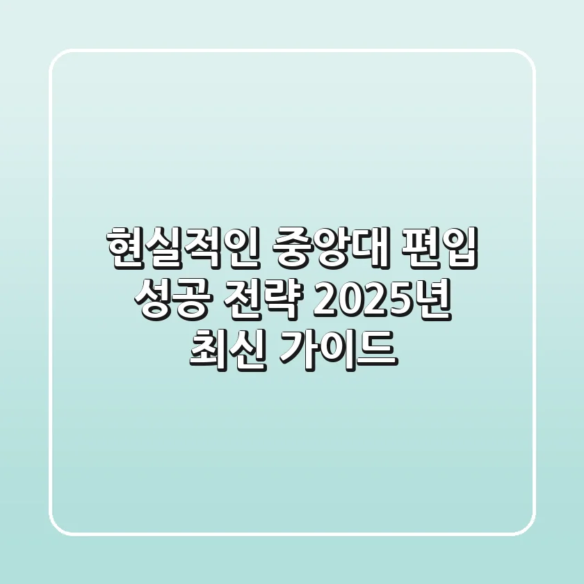 현실적인 중앙대 편입 성공 전략: 2025년 최신 가이드