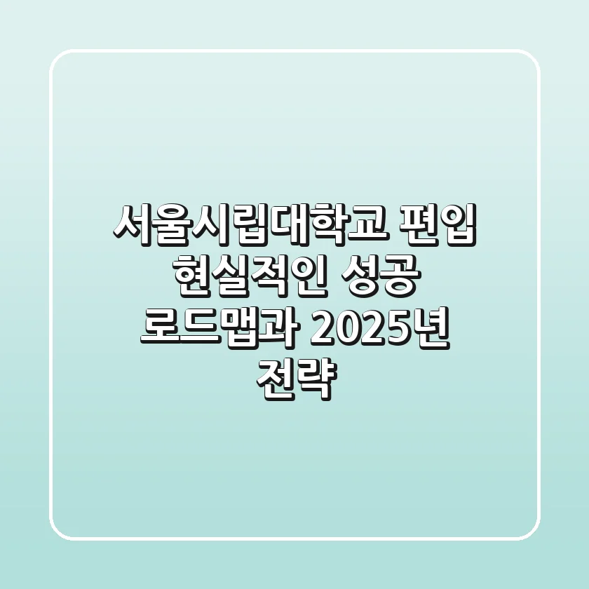 서울시립대학교 편입, 현실적인 성공 로드맵과 2025년 전략
