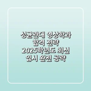 성균관대 영상학과 합격 전략: 2025학년도 최신 입시 완전 공략
