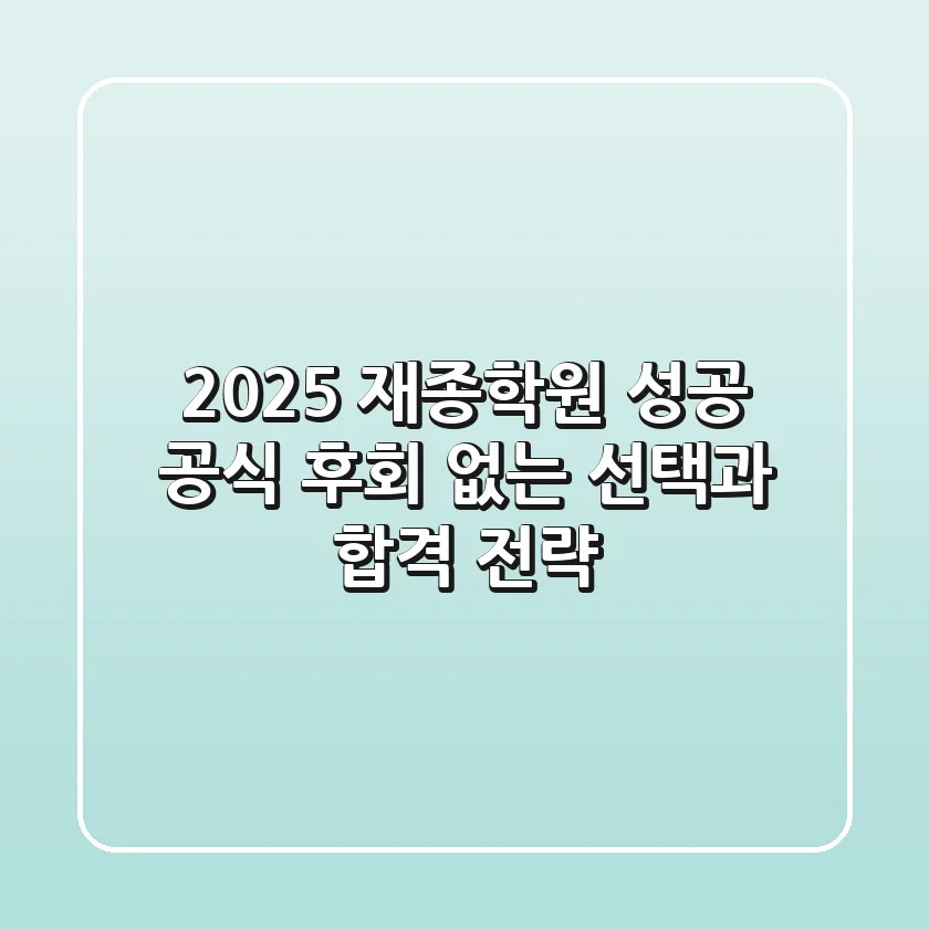 2025 재종학원 성공 공식: 후회 없는 선택과 합격 전략