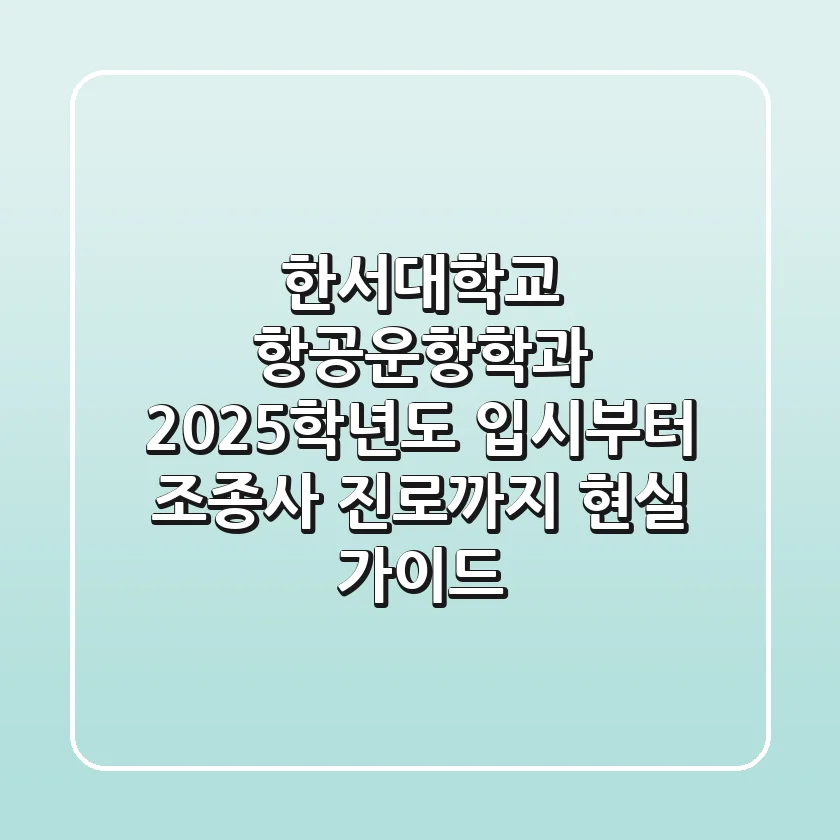 한서대학교 항공운항학과, 2025학년도 입시부터 조종사 진로까지 현실 가이드