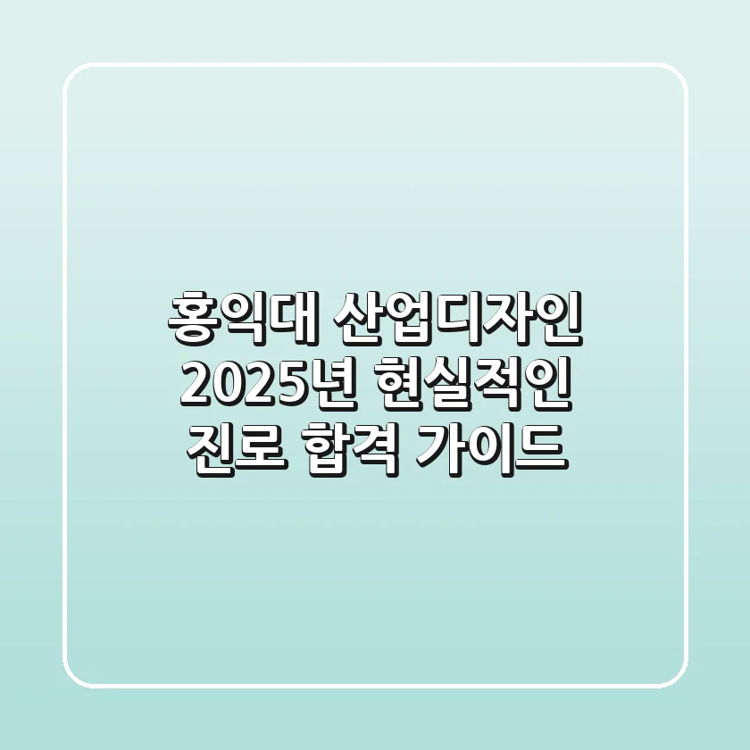 홍익대 산업디자인, 2025년 현실적인 진로 & 합격 가이드