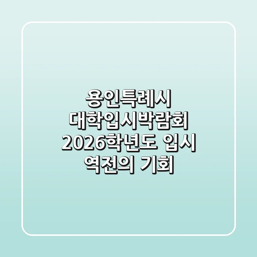 용인특례시 대학입시박람회, 2026학년도 입시 역전의 기회!