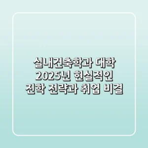 실내건축학과 대학, 2025년 현실적인 진학 전략과 취업 비결
