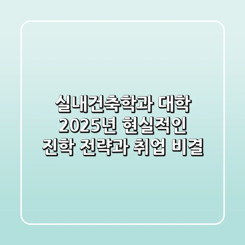 실내건축학과 대학, 2025년 현실적인 진학 전략과 취업 비결