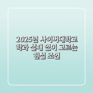2025년 사이버대학교 학과, 실패 없이 고르는 현실 조언