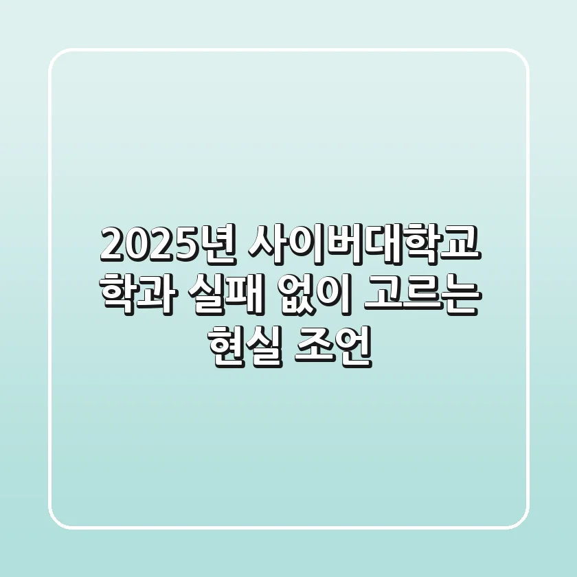 2025년 사이버대학교 학과, 실패 없이 고르는 현실 조언