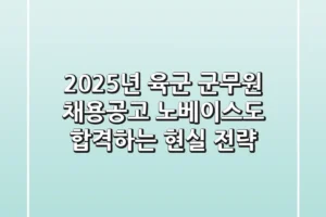 2025년 육군 군무원 채용공고, 노베이스도 합격하는 현실 전략