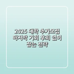 2025 대학 추가모집: 마지막 기회, 후회 없이 잡는 전략