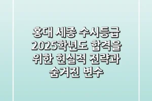 홍대 세종 수시등급, 2025학년도 합격을 위한 현실적 전략과 숨겨진 변수