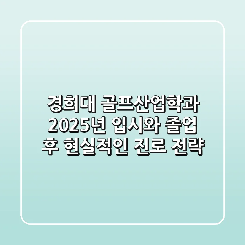 경희대 골프산업학과, 2025년 입시와 졸업 후 현실적인 진로 전략