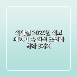 의대갤, 2025년 의료 대변혁 속 현실 조언과 착각 3가지