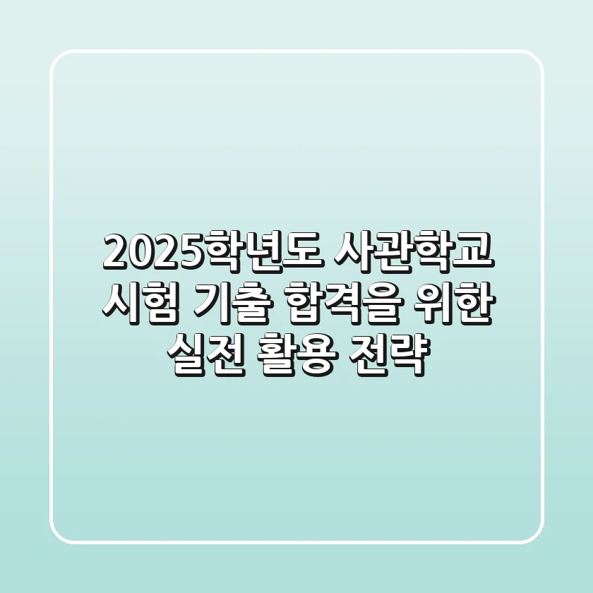 2025학년도 사관학교 시험 기출: 합격을 위한 실전 활용 전략