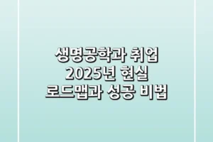 생명공학과 취업, 2025년 현실 로드맵과 성공 비법