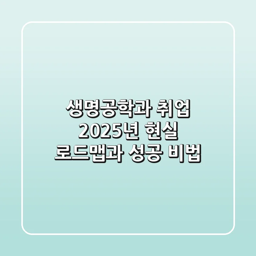 생명공학과 취업, 2025년 현실 로드맵과 성공 비법