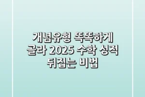 개념유형, 똑똑하게 골라 2025 수학 성적 뒤집는 비법!