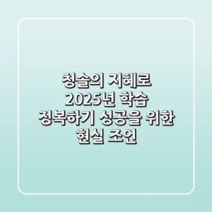 청솔의 지혜로 2025년 학습 정복하기: 성공을 위한 현실 조언