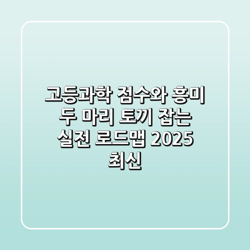 고등과학, 점수와 흥미 두 마리 토끼 잡는 실전 로드맵 (2025 최신)