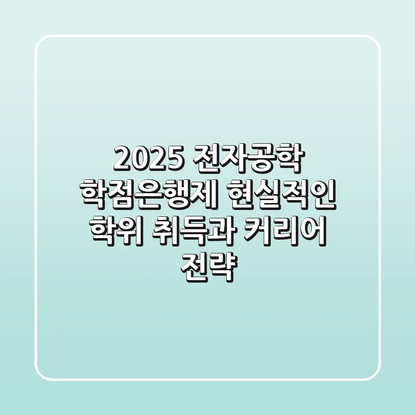 2025 전자공학 학점은행제, 현실적인 학위 취득과 커리어 전략