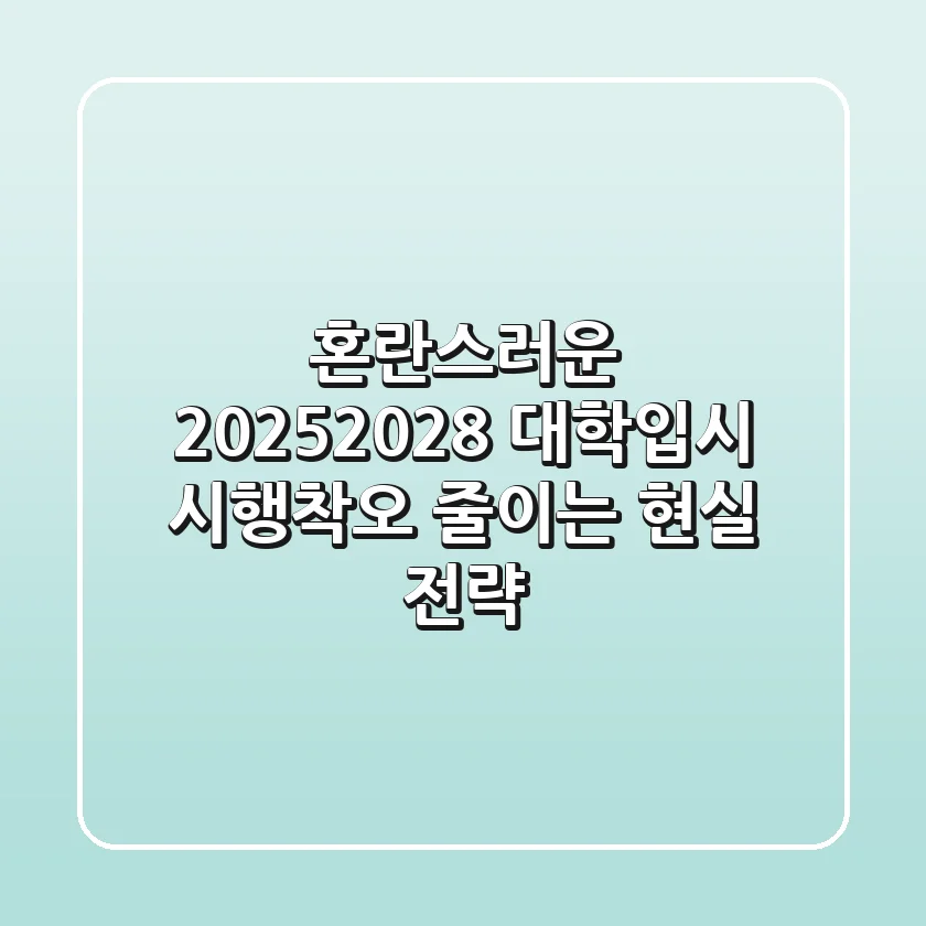 혼란스러운 2025/2028 대학입시, 시행착오 줄이는 현실 전략