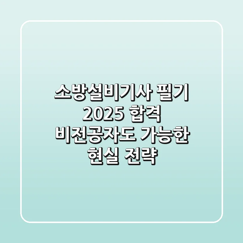 소방설비기사 필기 2025 합격, 비전공자도 가능한 현실 전략!