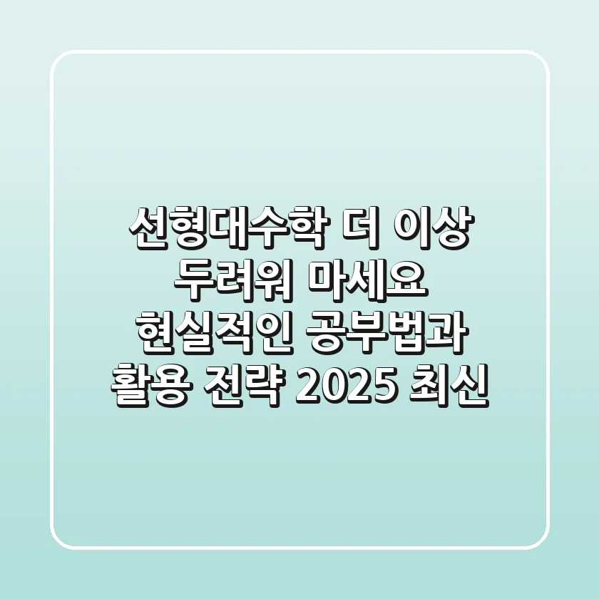 선형대수학, 더 이상 두려워 마세요: 현실적인 공부법과 활용 전략 (2025 최신)