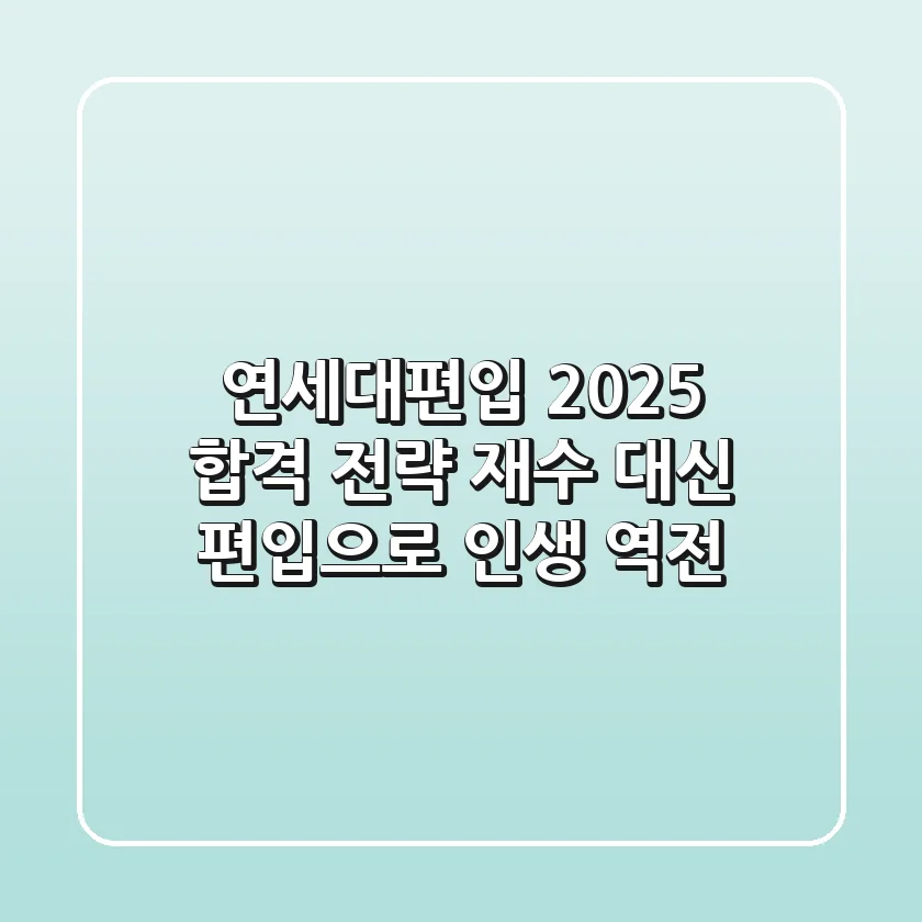 연세대편입, 2025 합격 전략: 재수 대신 편입으로 인생 역전?
