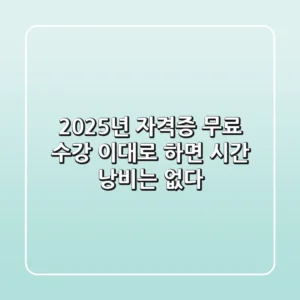 2025년 자격증 무료 수강, 이대로 하면 시간 낭비는 없다!