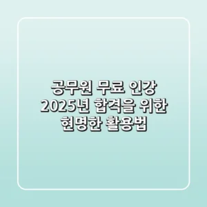 공무원 무료 인강, 2025년 합격을 위한 현명한 활용법!
