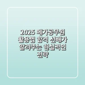 2025 메가공무원 활용법: 합격 선배가 알려주는 현실적인 전략