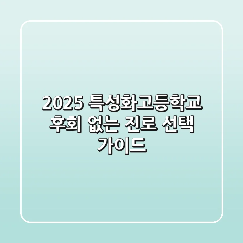 2025 특성화고등학교, 후회 없는 진로 선택 가이드