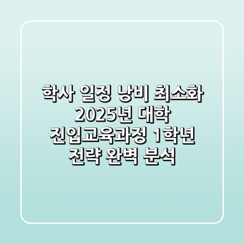 "학사 일정 낭비 최소화", 2025년 대학 진입교육과정 1학년 전략 완벽 분석